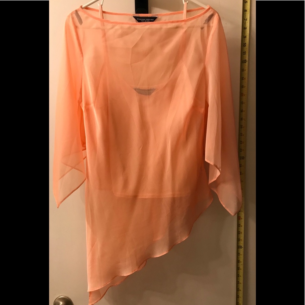 Dorothy Perkins Silky Tangerine Cami With Asymmetrical Chiffon Cover 14UK 42EU.